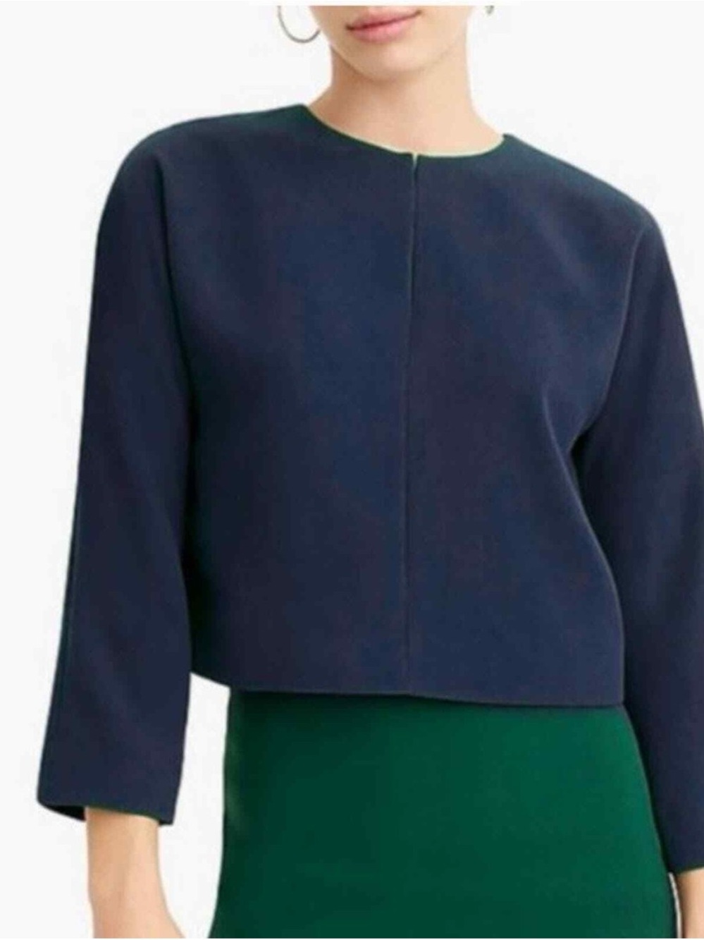 J. Crew Navy Cropped Long-Sleeve Sweatshirt